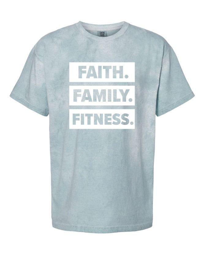Faith. Family. Fitness. Tee – Light Blue Edition